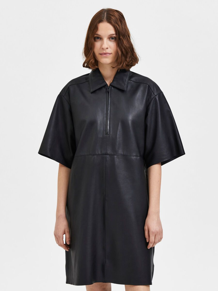 SLF Berta Short Leather Dress in Black
