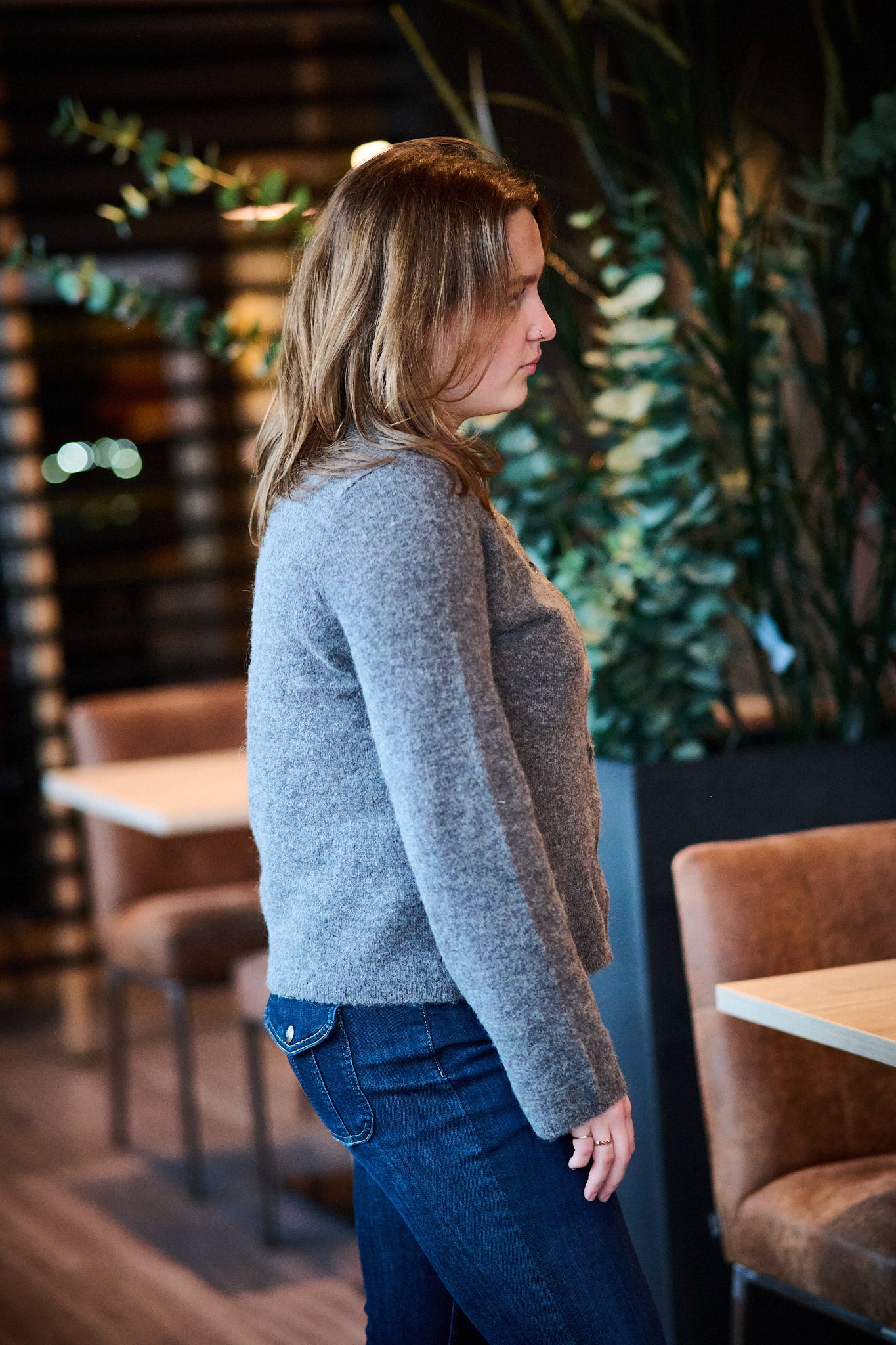 Lulu New Ls Knit Cardigan Noos - Medium Grey Melange