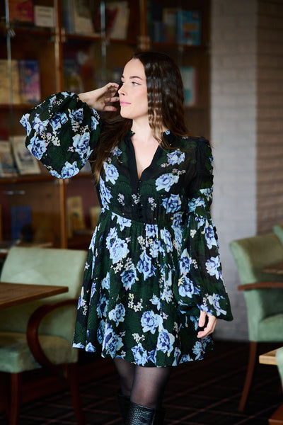 Georgette V-Neck Dress - Amadora