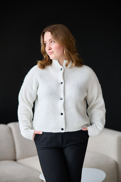 Alpha Shimmer Cardigan - Ivory with Lurex