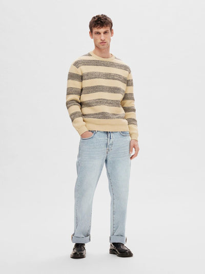 Stan Relaxed Ls Knit Stripe Crew Neck