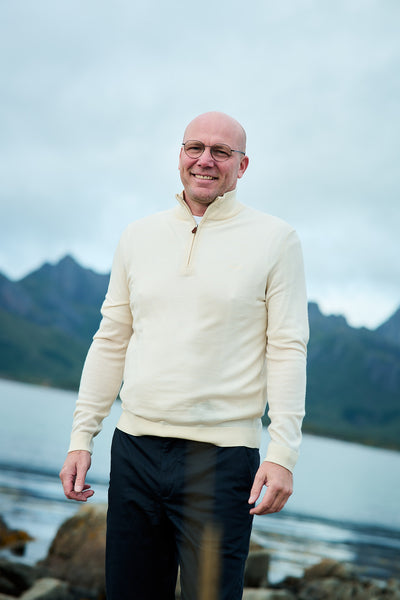 Extrafine Merino Wool Half Zip - Ivory White