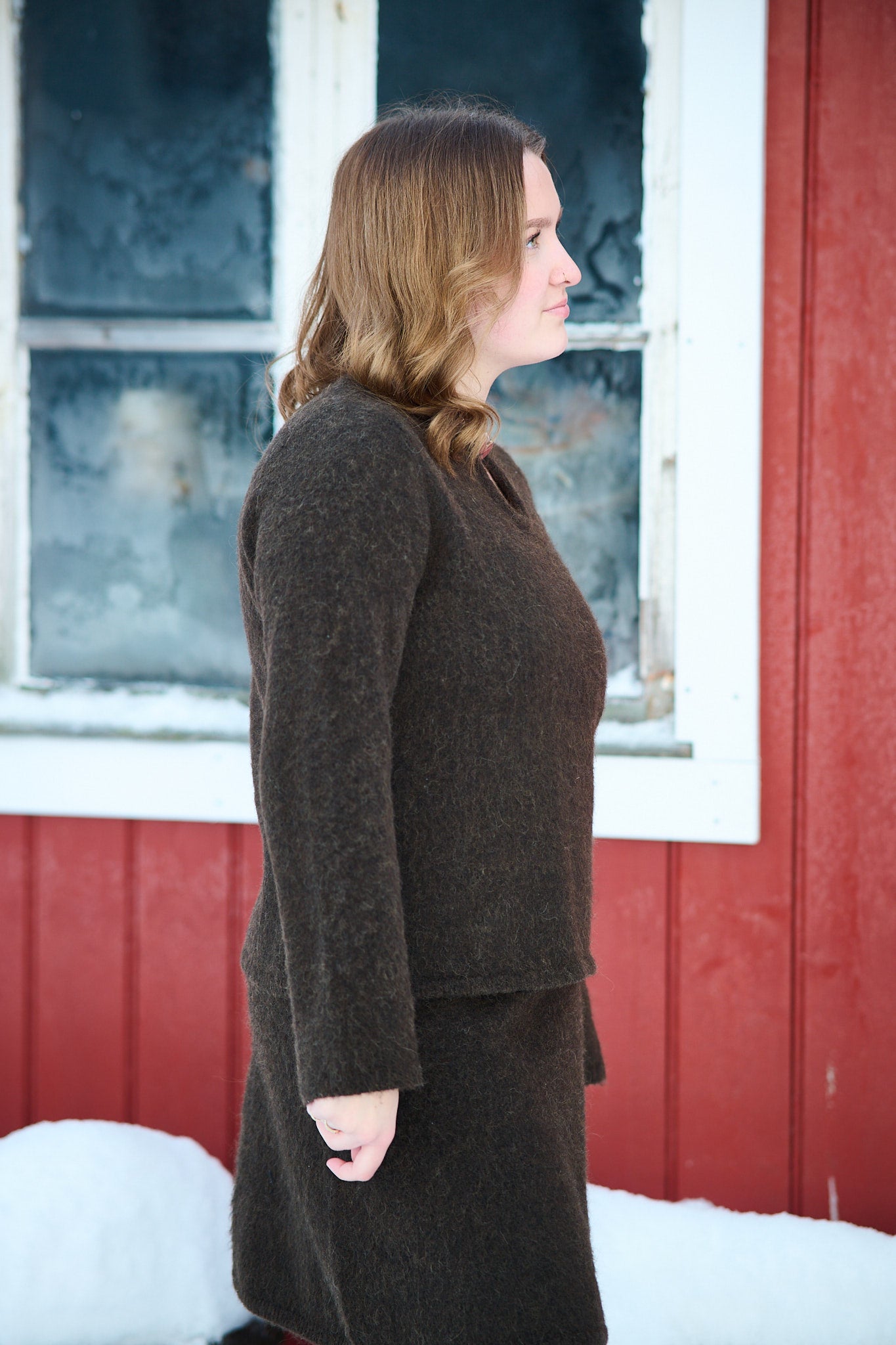 Lulu Brushed LS Knit Heyhole O-neck - Delicioso