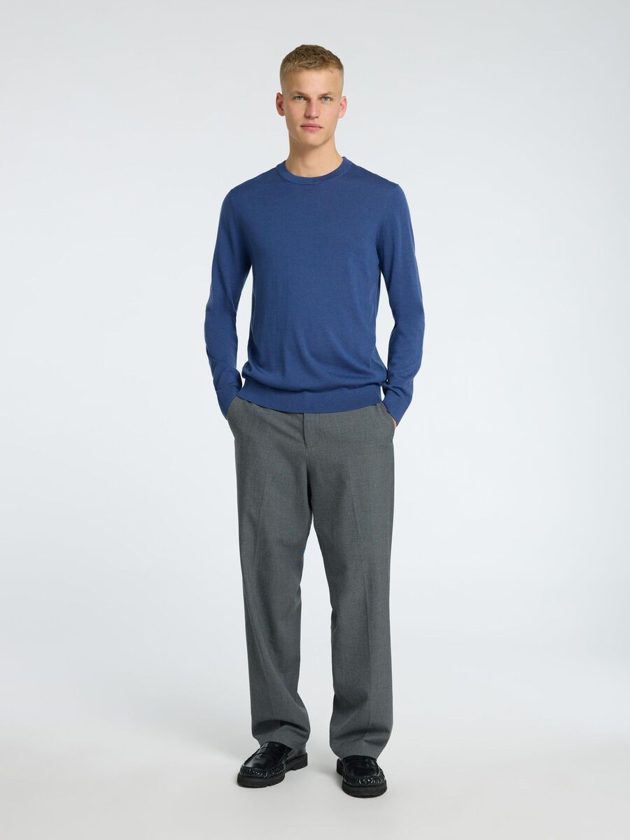 Tray Ls Knit Merino Crew Neck Noos - Blue