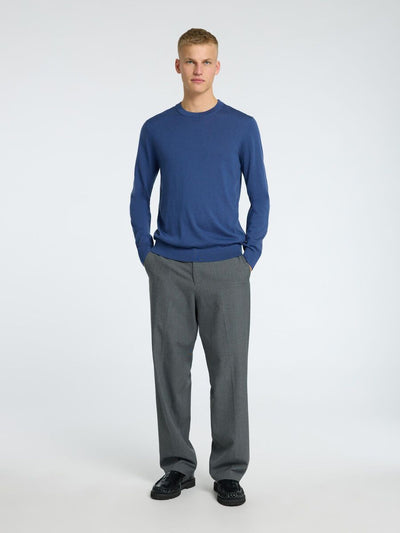 Tray Ls Knit Merino Crew Neck Noos - Blue