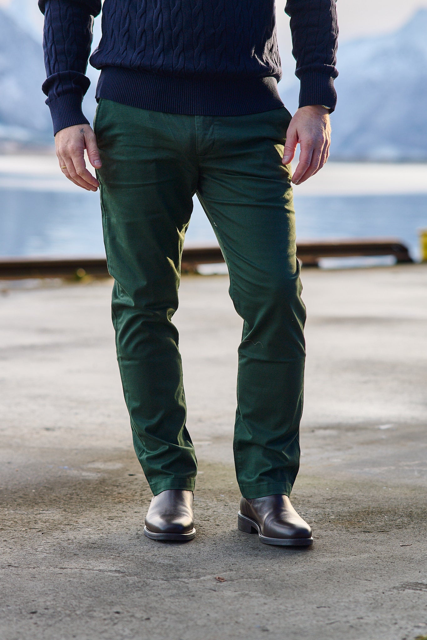 Denton Printed Structure Chino - Riverbed Green