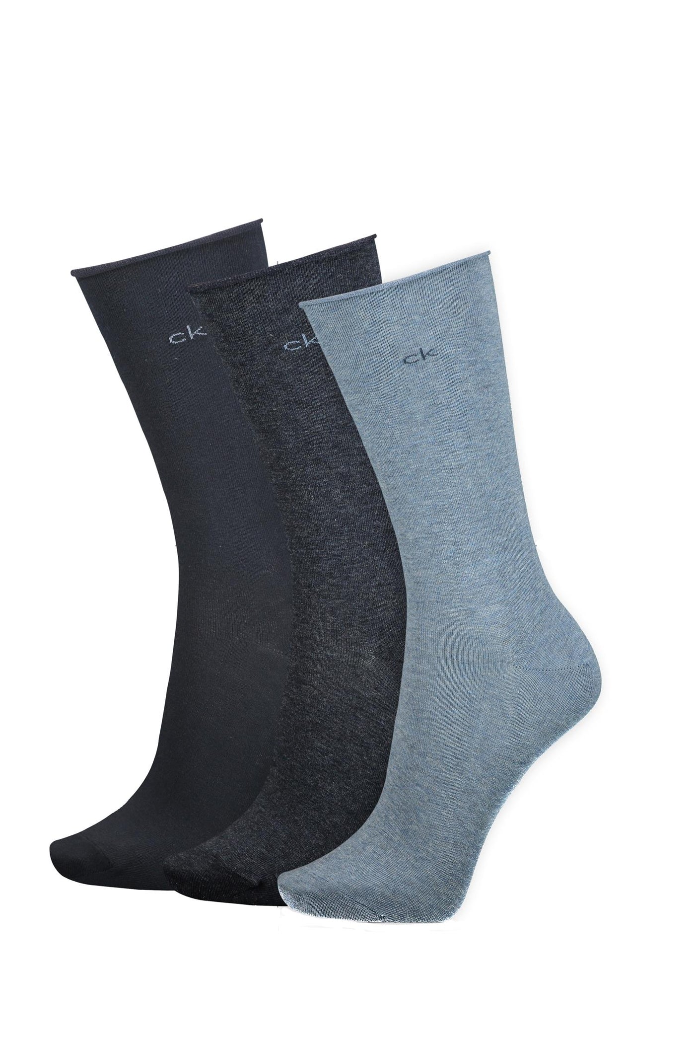 3pk Emma Roll Top Crew Denim/navy