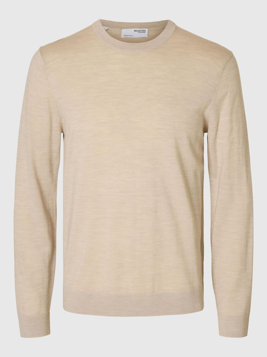 Tray Ls Knit Merino Crew Neck Noos - Beige