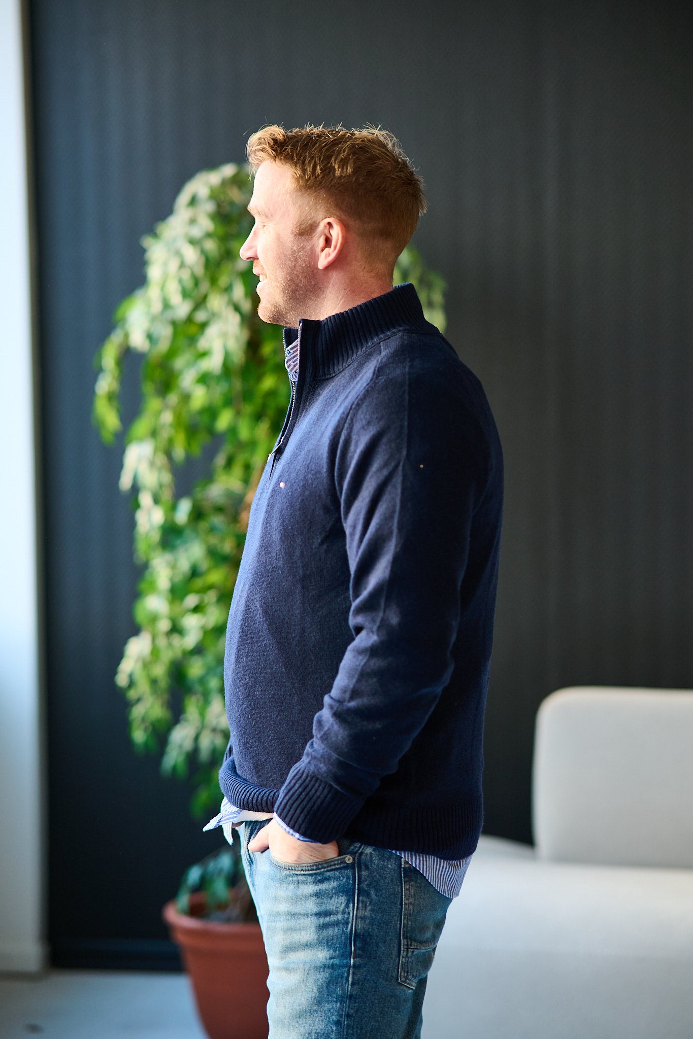 Lambswool Zip Mock - Desert Sky