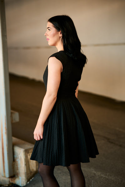 Maddie Short Cap Sleeve Dress Black
