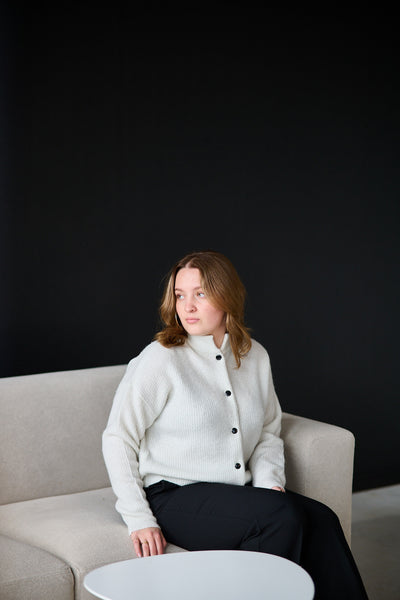 Alpha Shimmer Cardigan - Ivory with Lurex