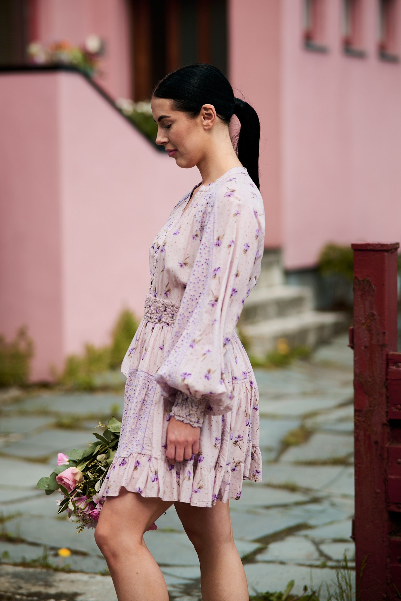 Patchwork Mini Shirt Dress Purple Rain