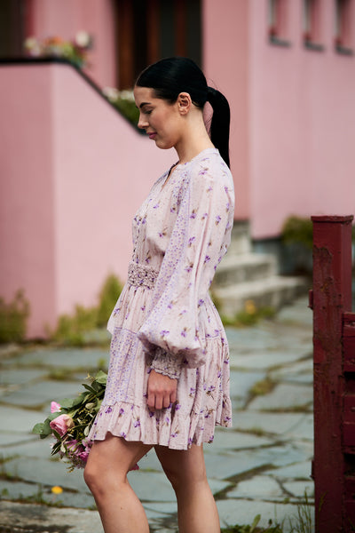 Patchwork Mini Shirt Dress Purple Rain