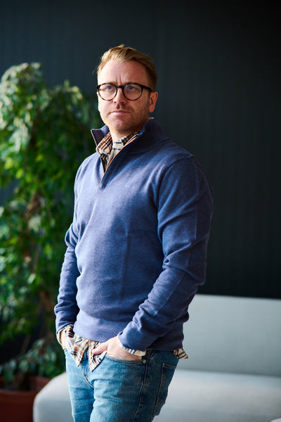 Sacker Rib Half Zip - Dark Jeans Melange