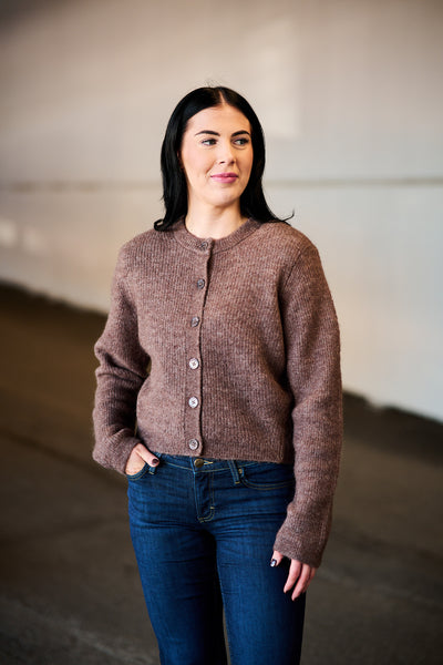 Sia Ras LS Knit Cropped Cardigan - Fungi