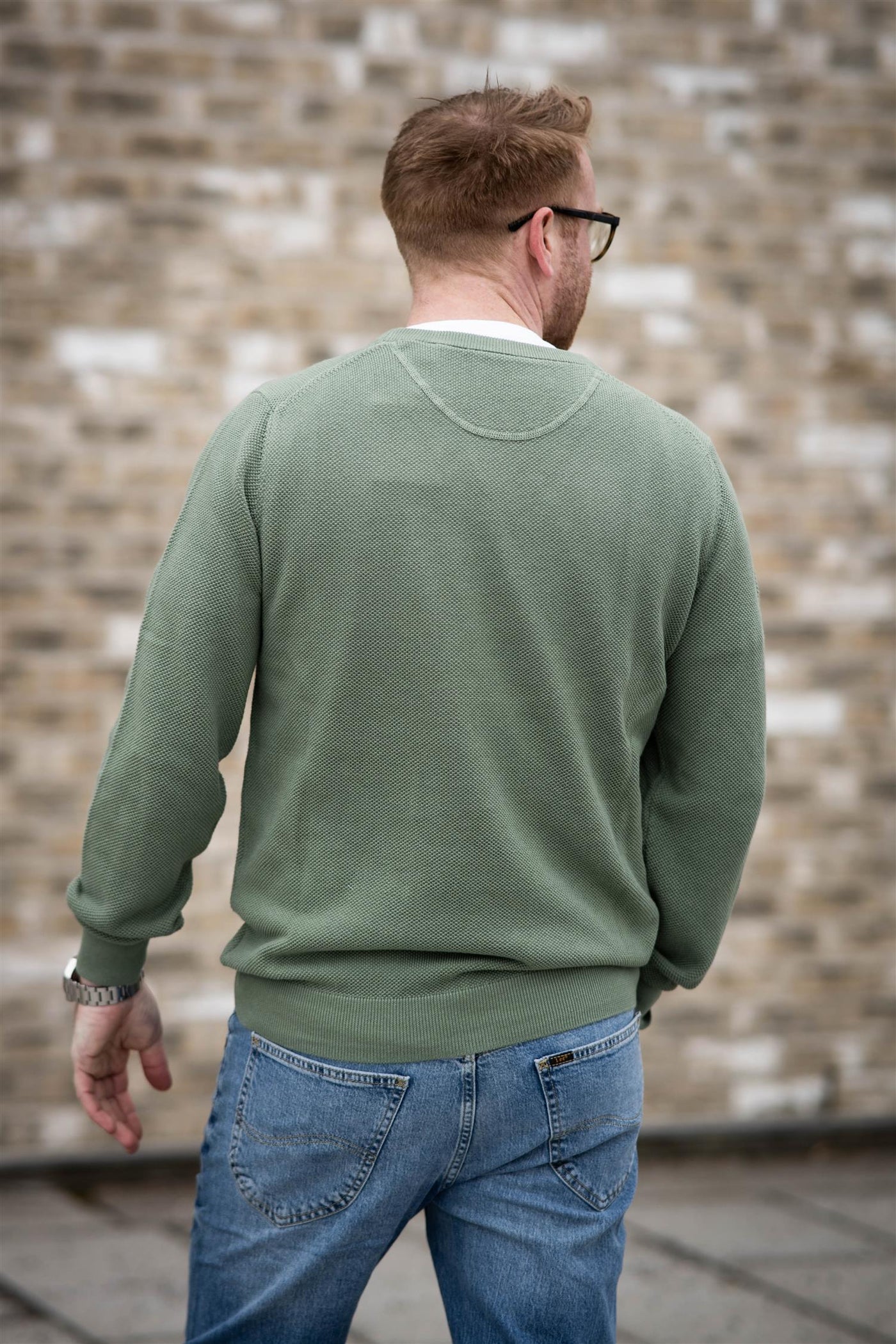 Cotton Pique C-Neck - Kalamata Green
