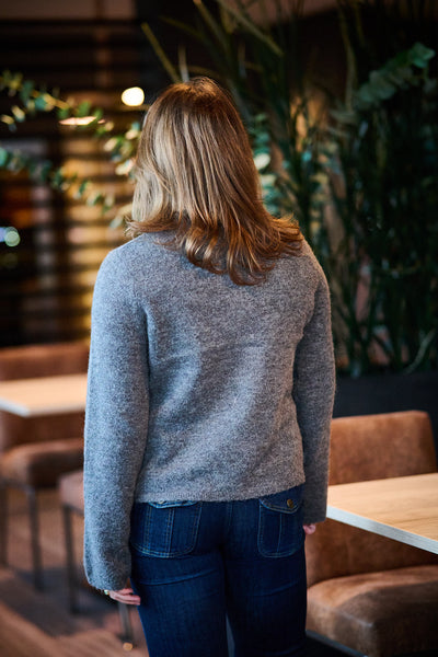 Lulu New Ls Knit Cardigan Noos - Medium Grey Melange