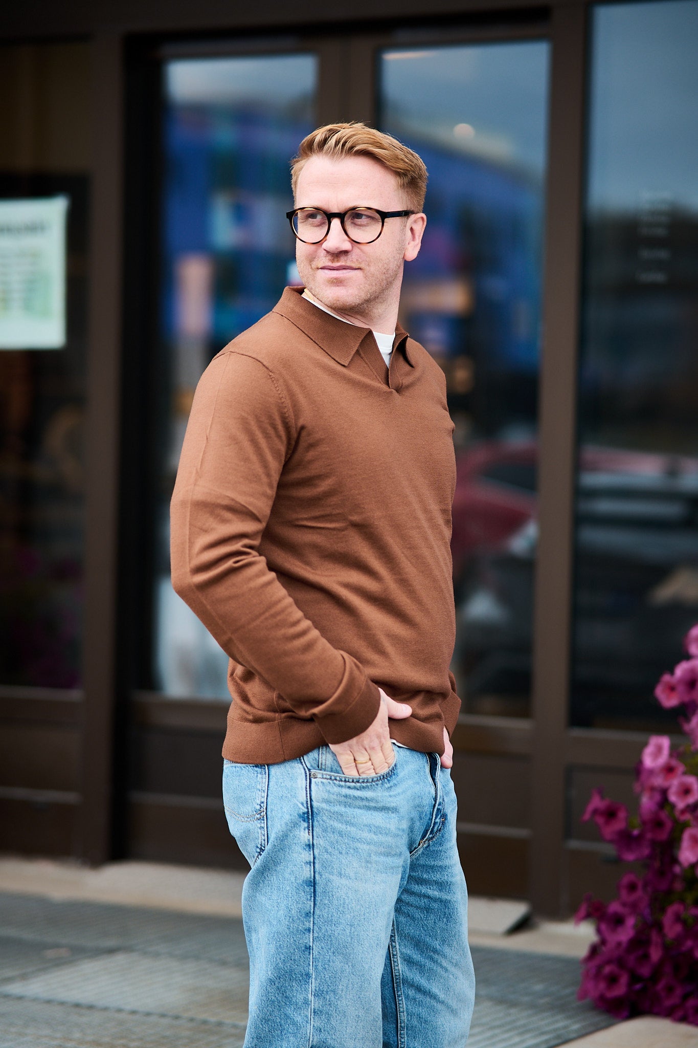 Tray LS Knit Merino Open Polo - Soft Silt