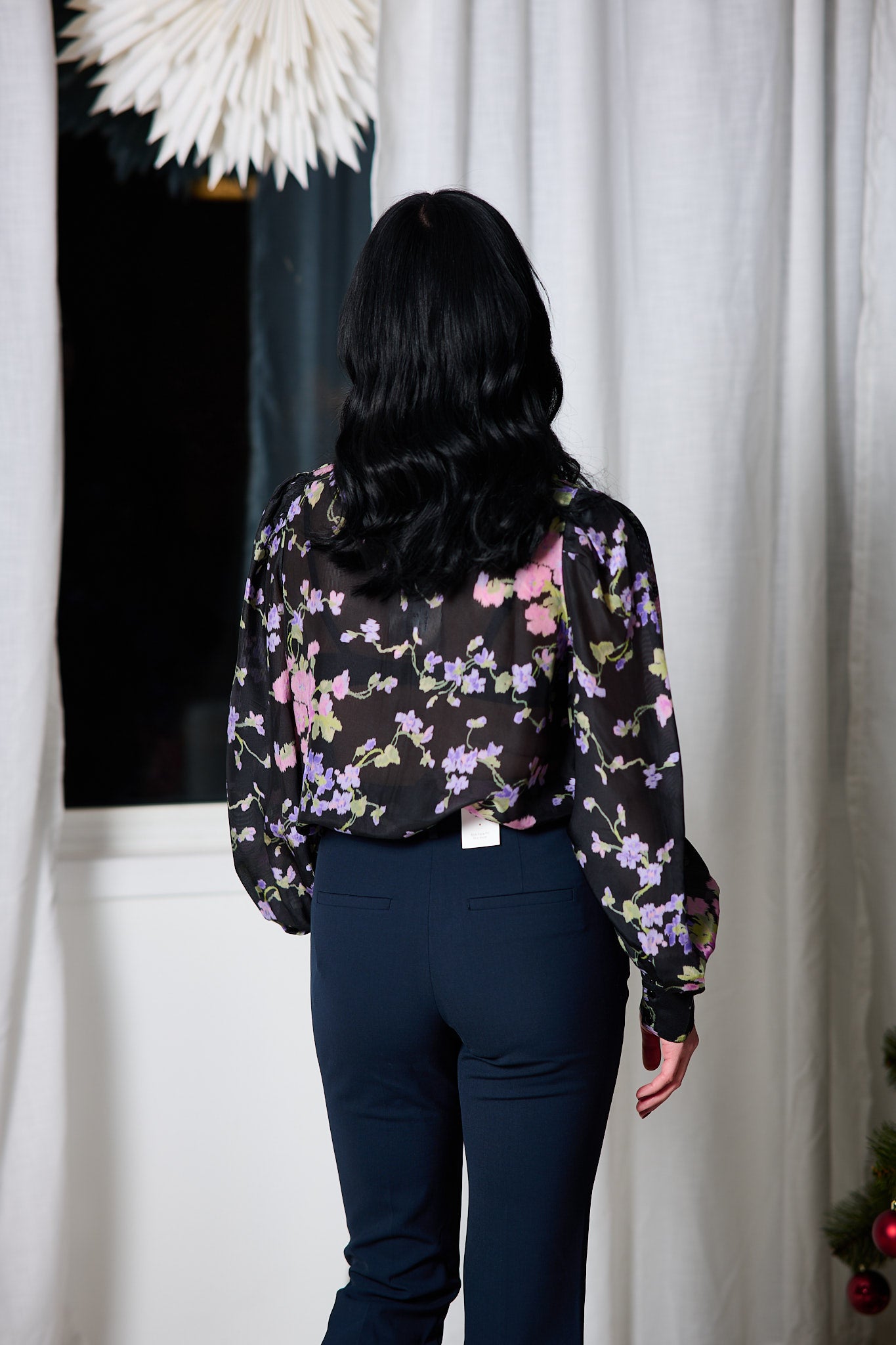 Striped Organza Blouse - Midnight Viola