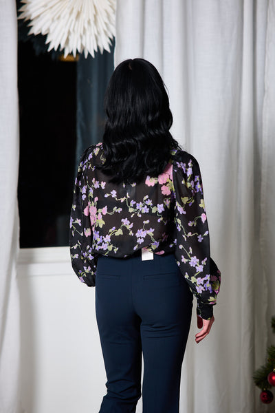 Striped Organza Blouse - Midnight Viola