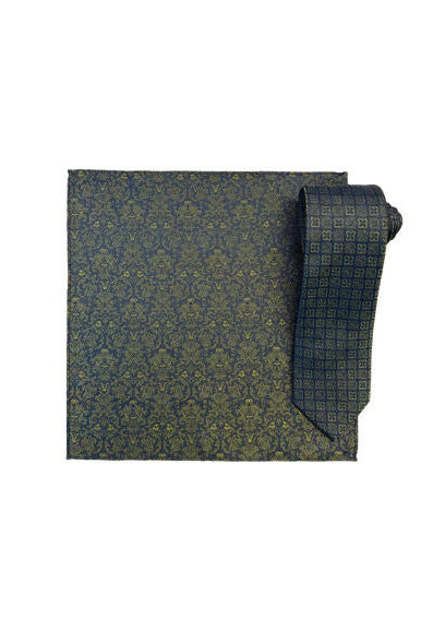 Silkeslips + Lommetørkle - Mønstret Grønn