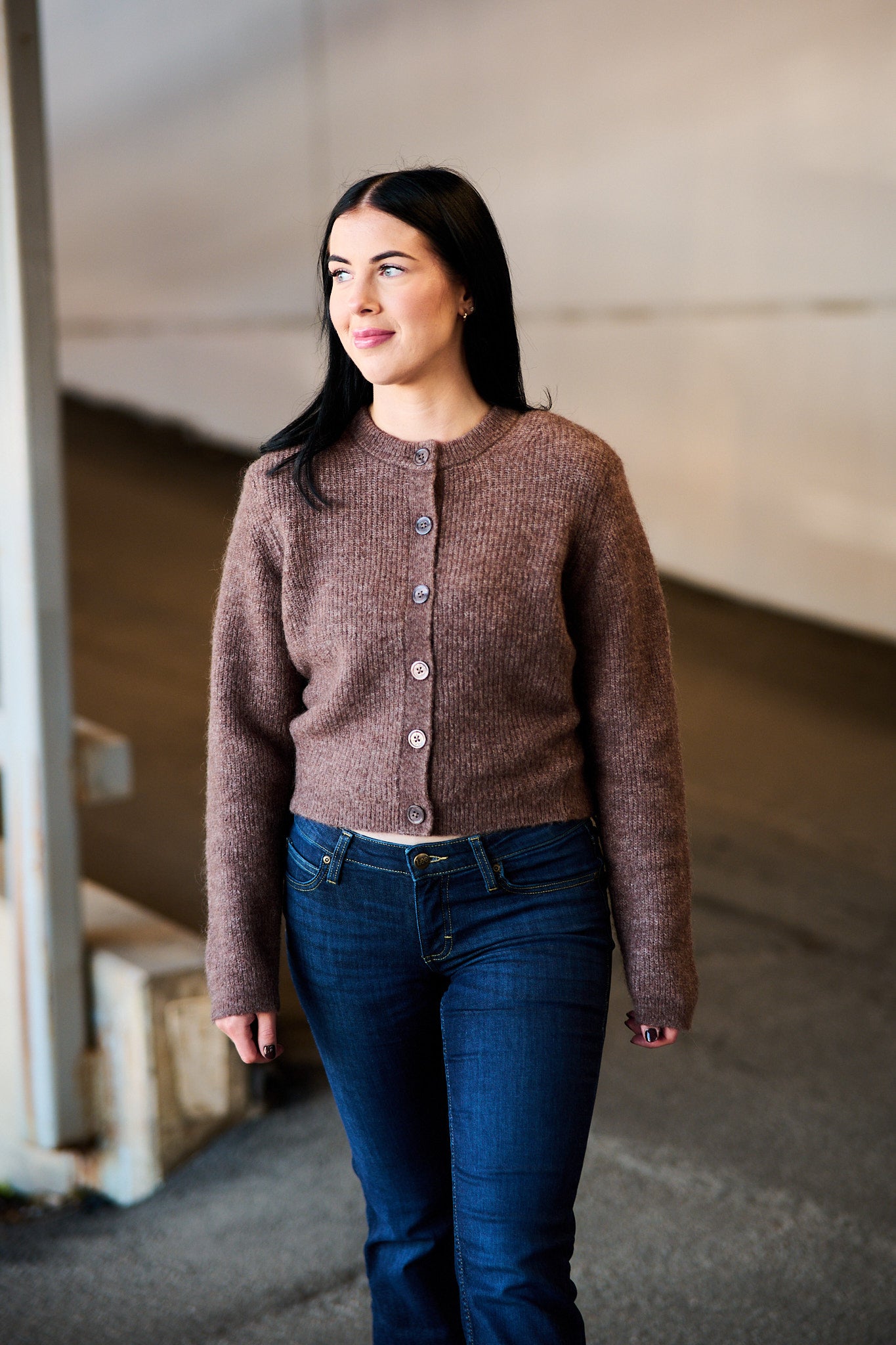 Sia Ras LS Knit Cropped Cardigan - Fungi