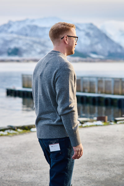 Calle Relaxed Cashmere Blend Crew - Grey Melange