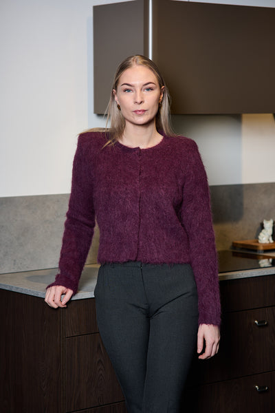 Hairy Knit Jacket - Burgundy