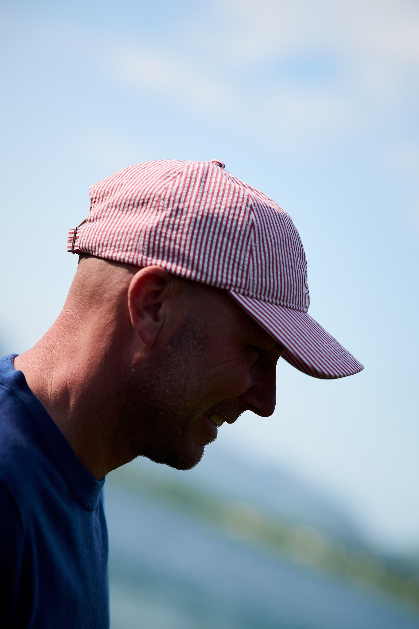 Sunfaded Seersucker Cap - Ruby Red