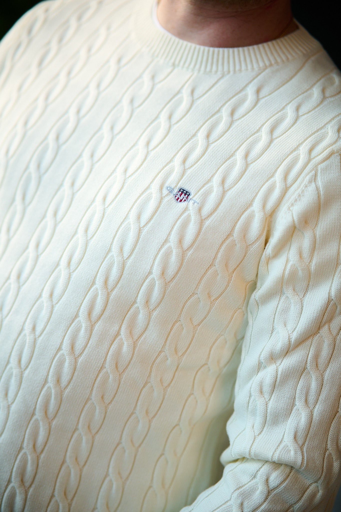 Cotton Cable C-neck - Cream