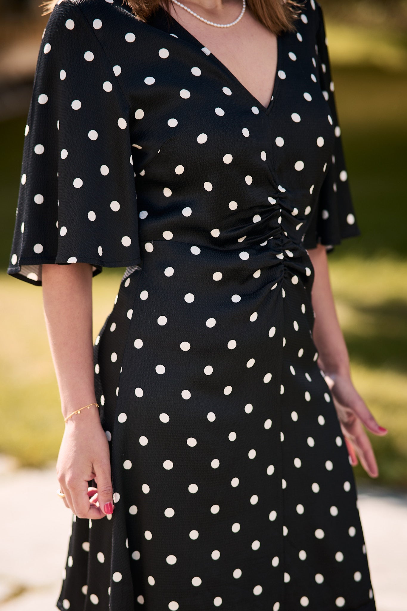 GZdotta SS dress Black with egret dotts