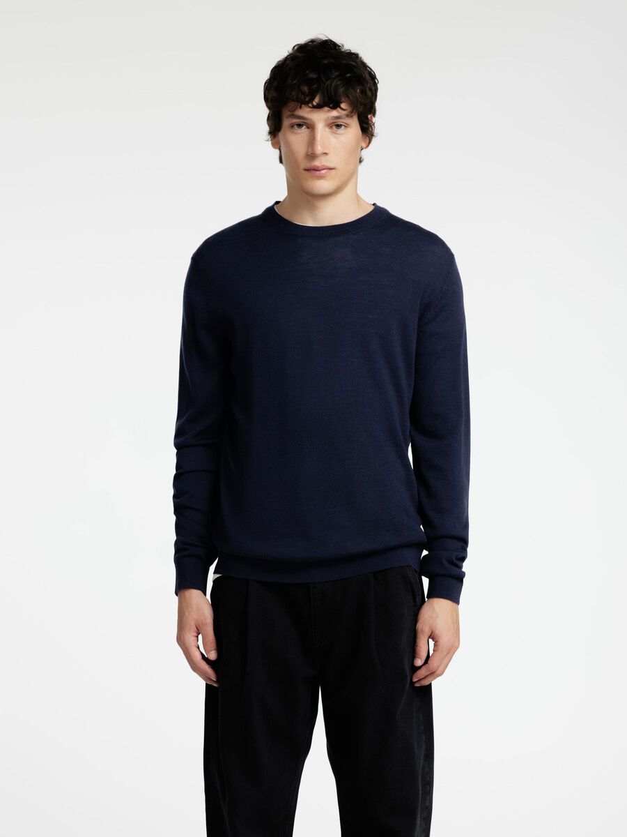 Tray LS Knit Merino Crew Neck - Navy Blazer