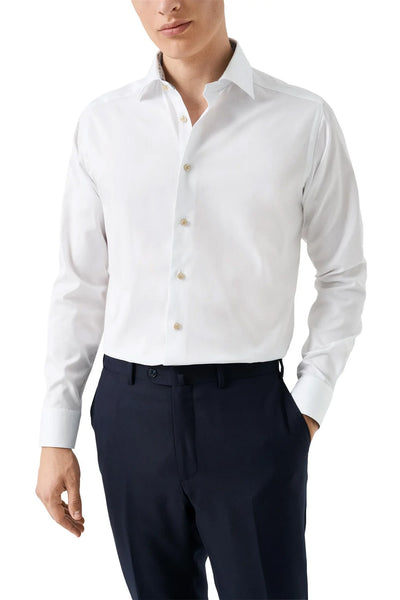 Medallion Effect Signature Twill Shirt Contemporary Fit - White