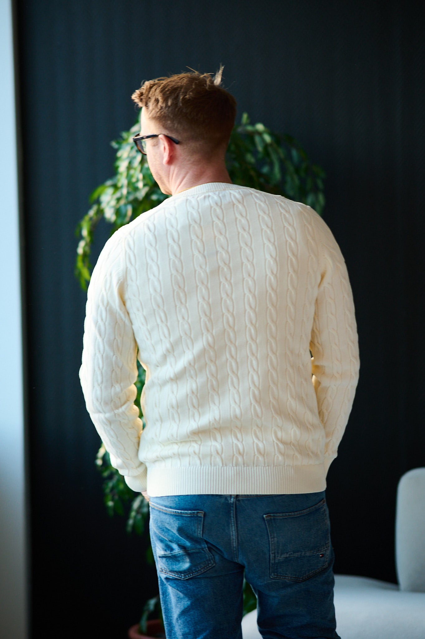 Cotton Cable C-neck - Cream