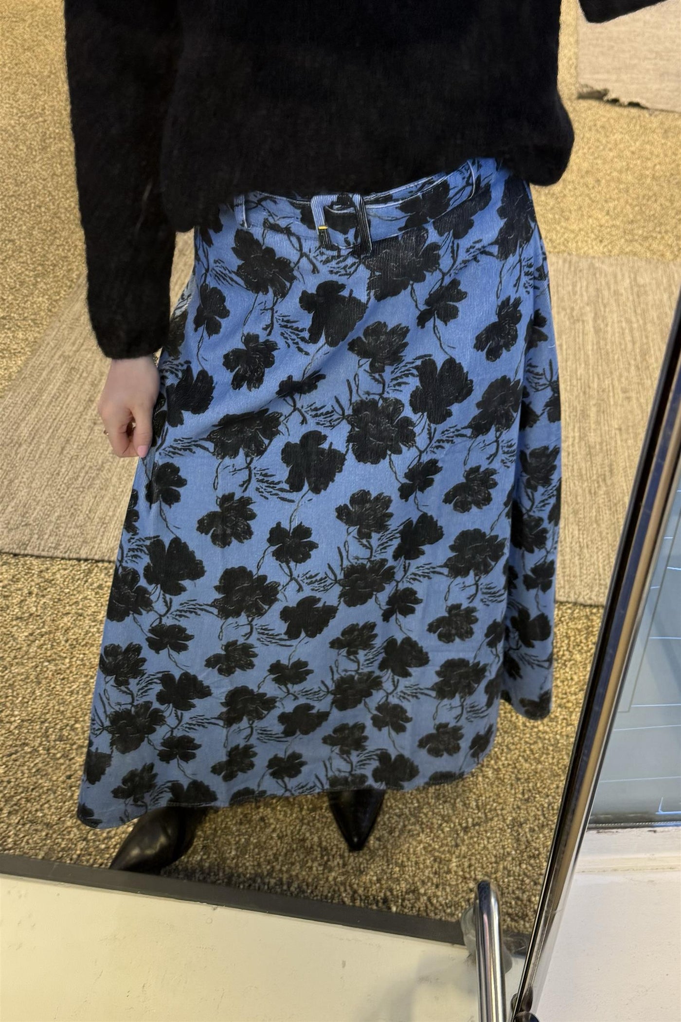 Cord Maxi Skirt - Blue Peony