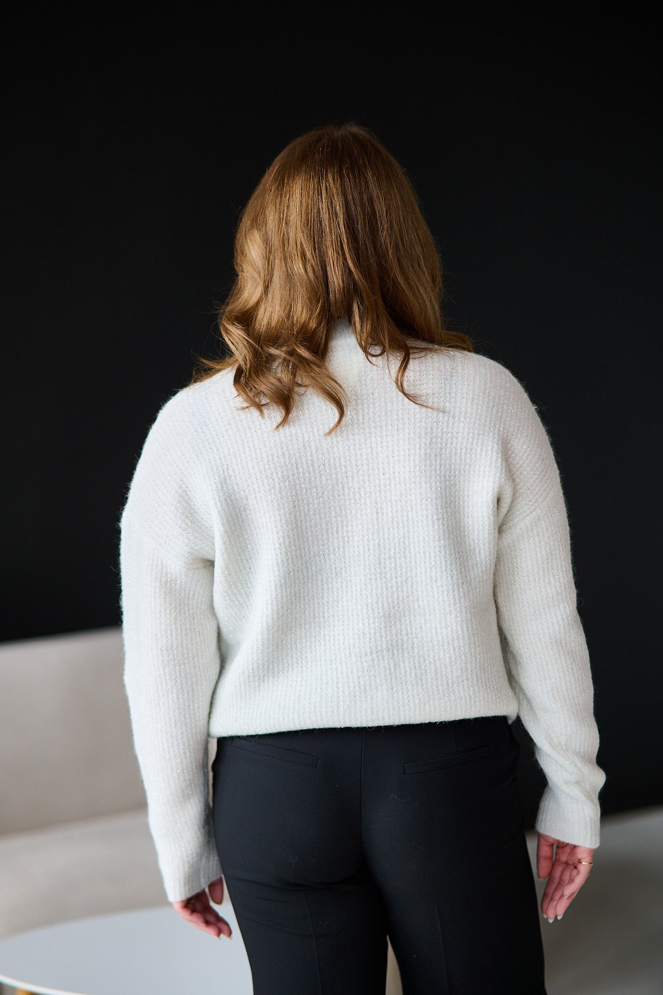 Alpha Shimmer Cardigan - Ivory with Lurex