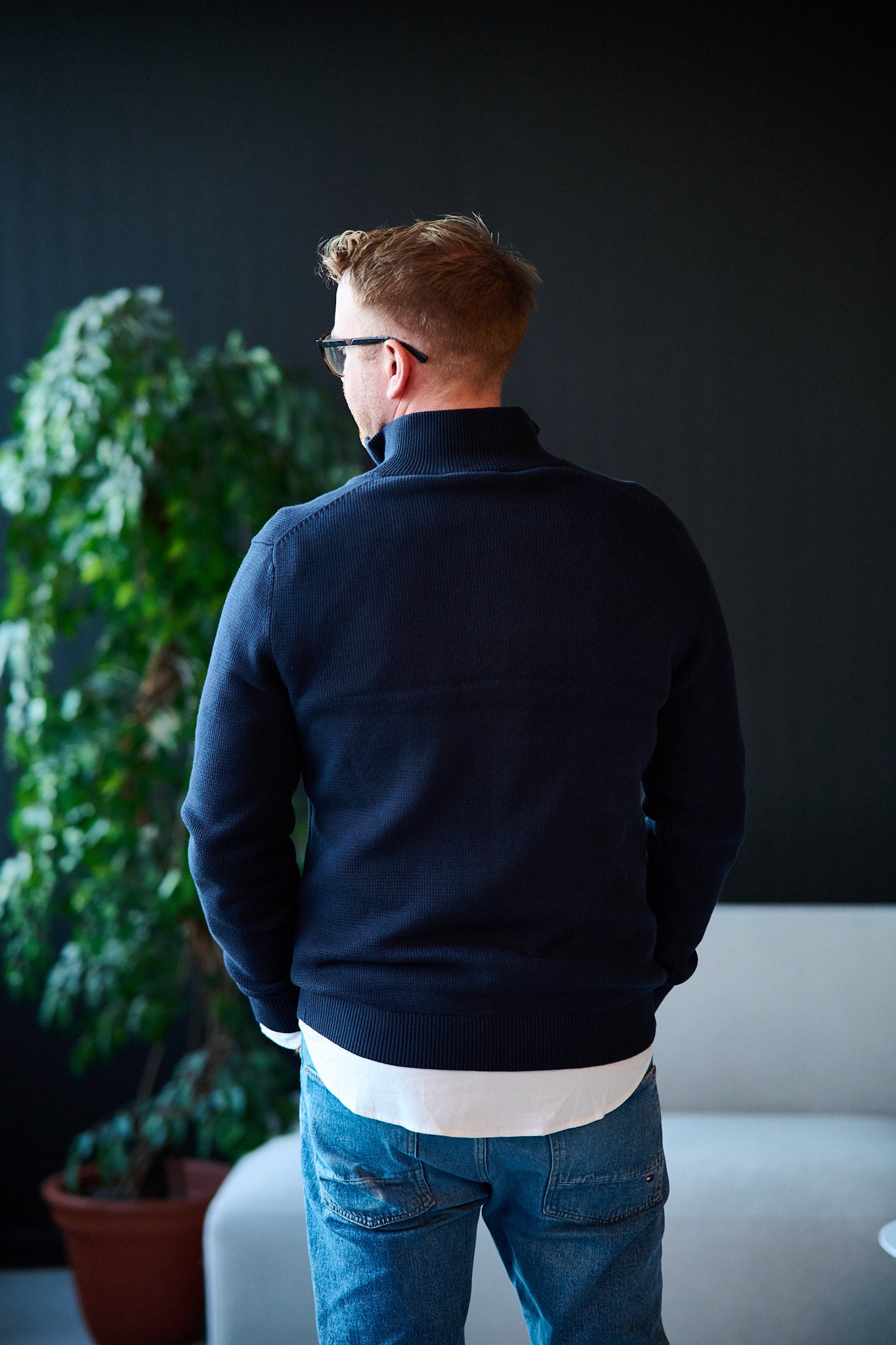 Dane Ls Knit Structure Full Zip - Sky Captain