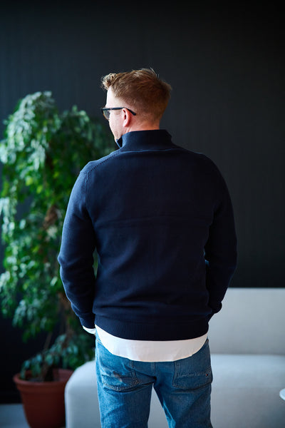 Dane Ls Knit Structure Full Zip - Sky Captain