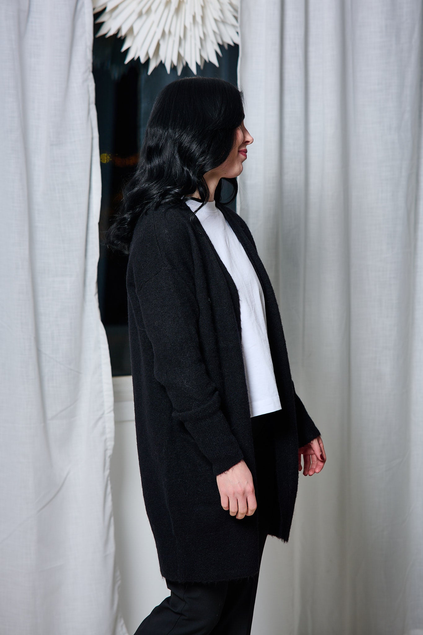 Lulu New LS Knit Long Cardigan Black