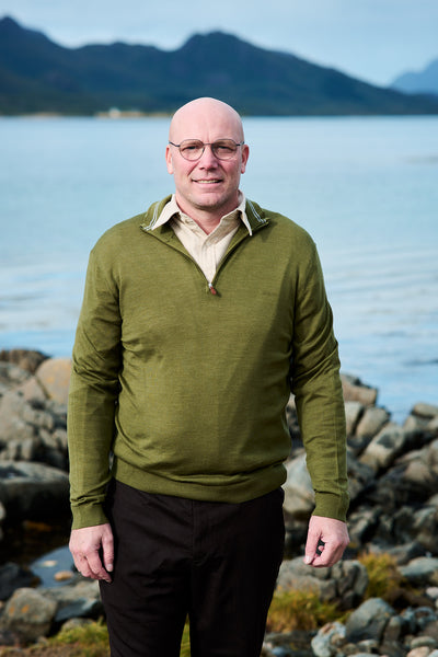 Extrafine Merino Wool Half Zip - Dark Cactus Melange