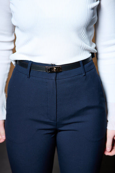 Belte m/justerbar Gullspenne 2 cm - Sort