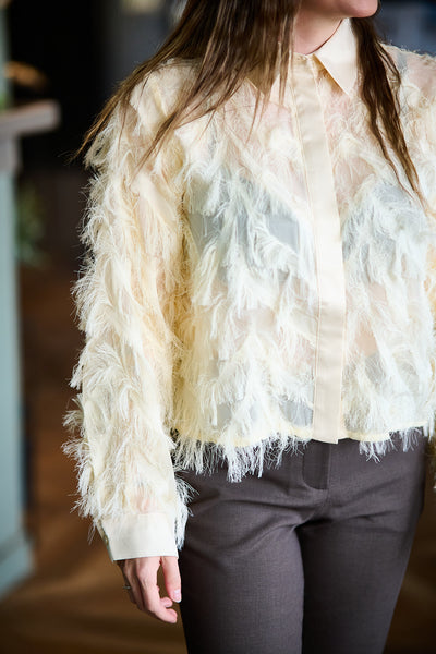 Myline LS Fluffy Cropped Shirt - Angora