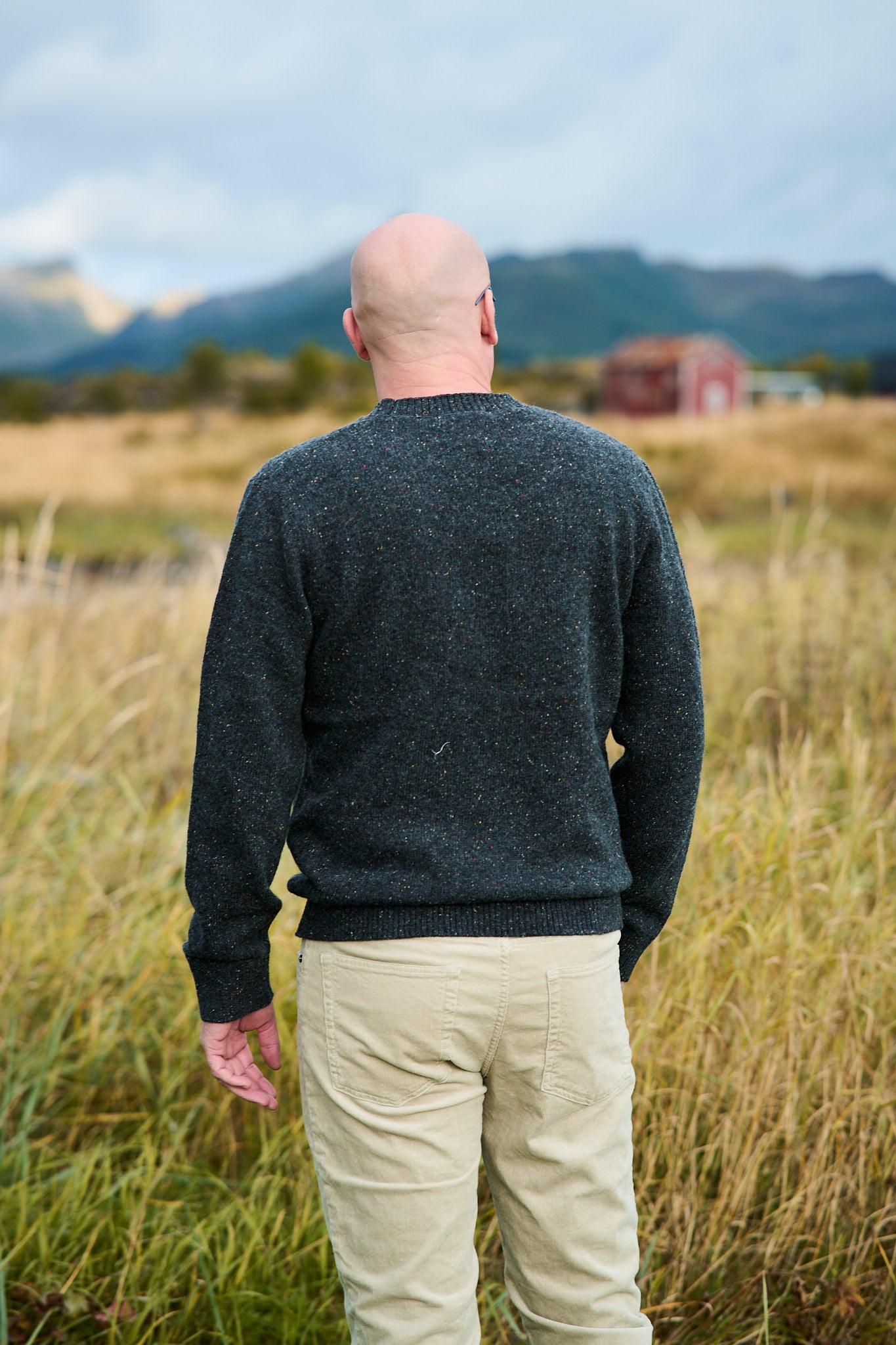 Neil LS Knit Neps Crew Neck - Dark Grey Melange
