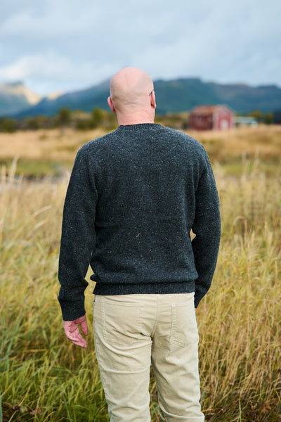 Neil LS Knit Neps Crew Neck - Dark Grey Melange