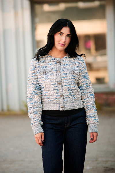 Cannie Cardigan Blue white mix