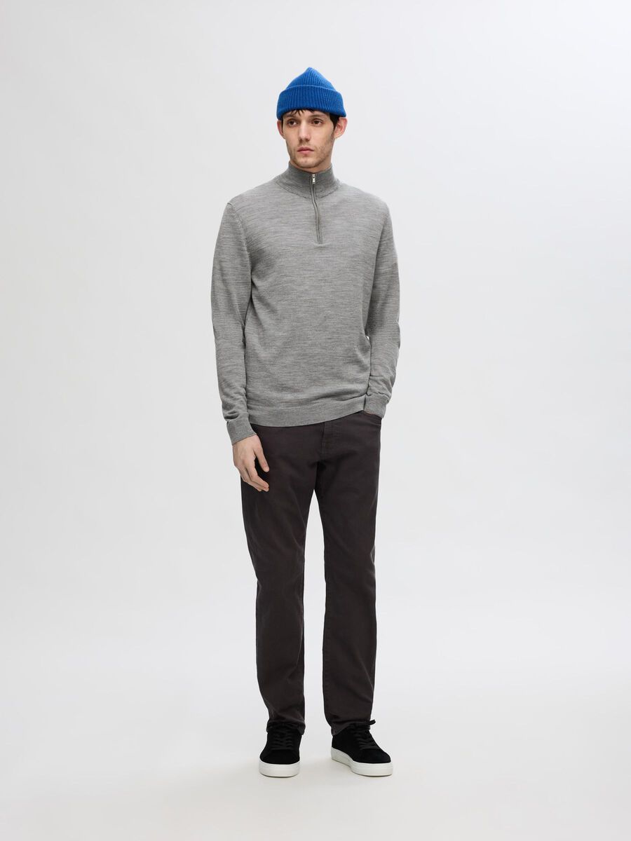 Tray LS Knit Merino Half Zip - Grey