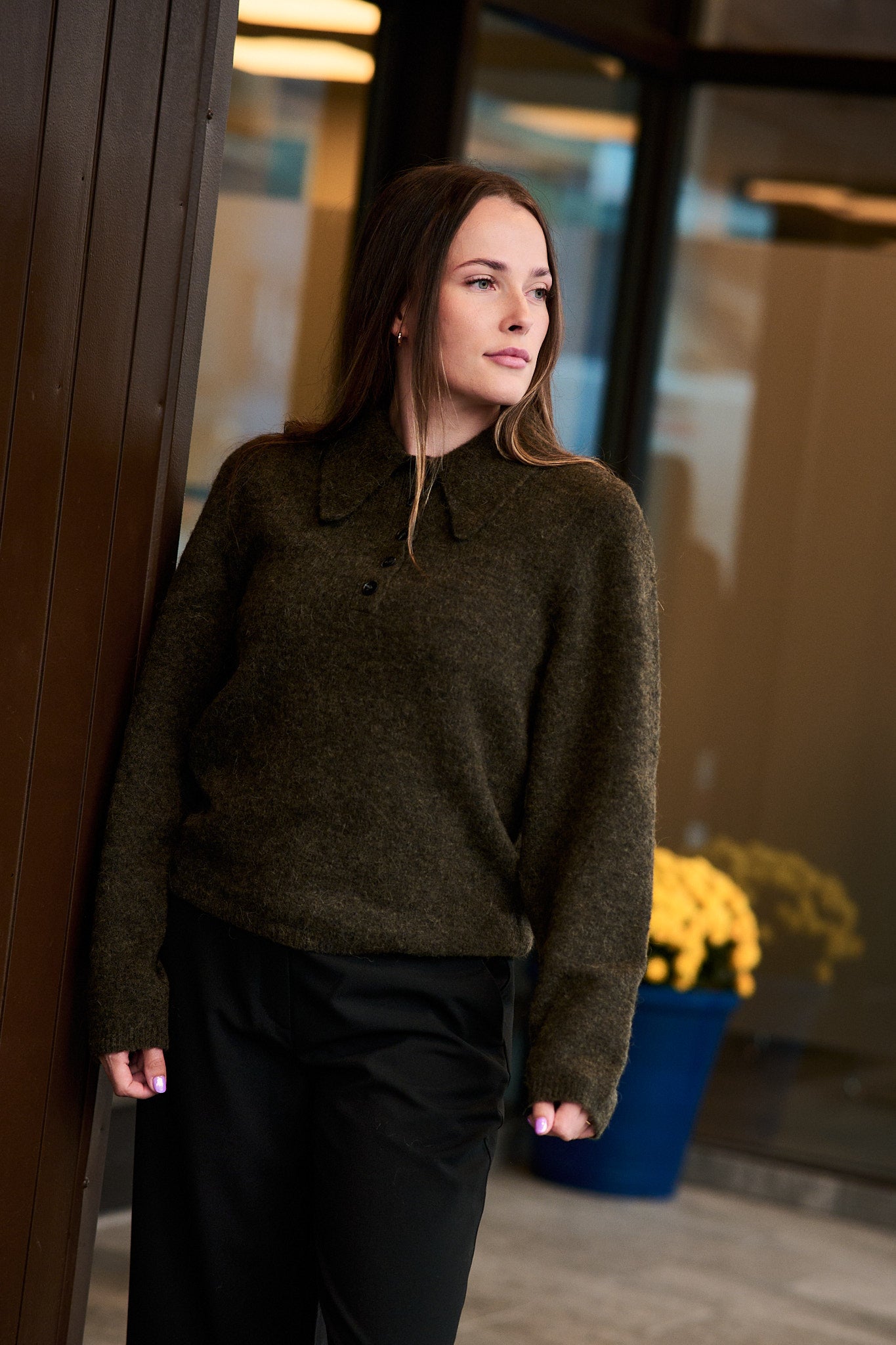 GZalpha Polo Pullover - Olive Mélange
