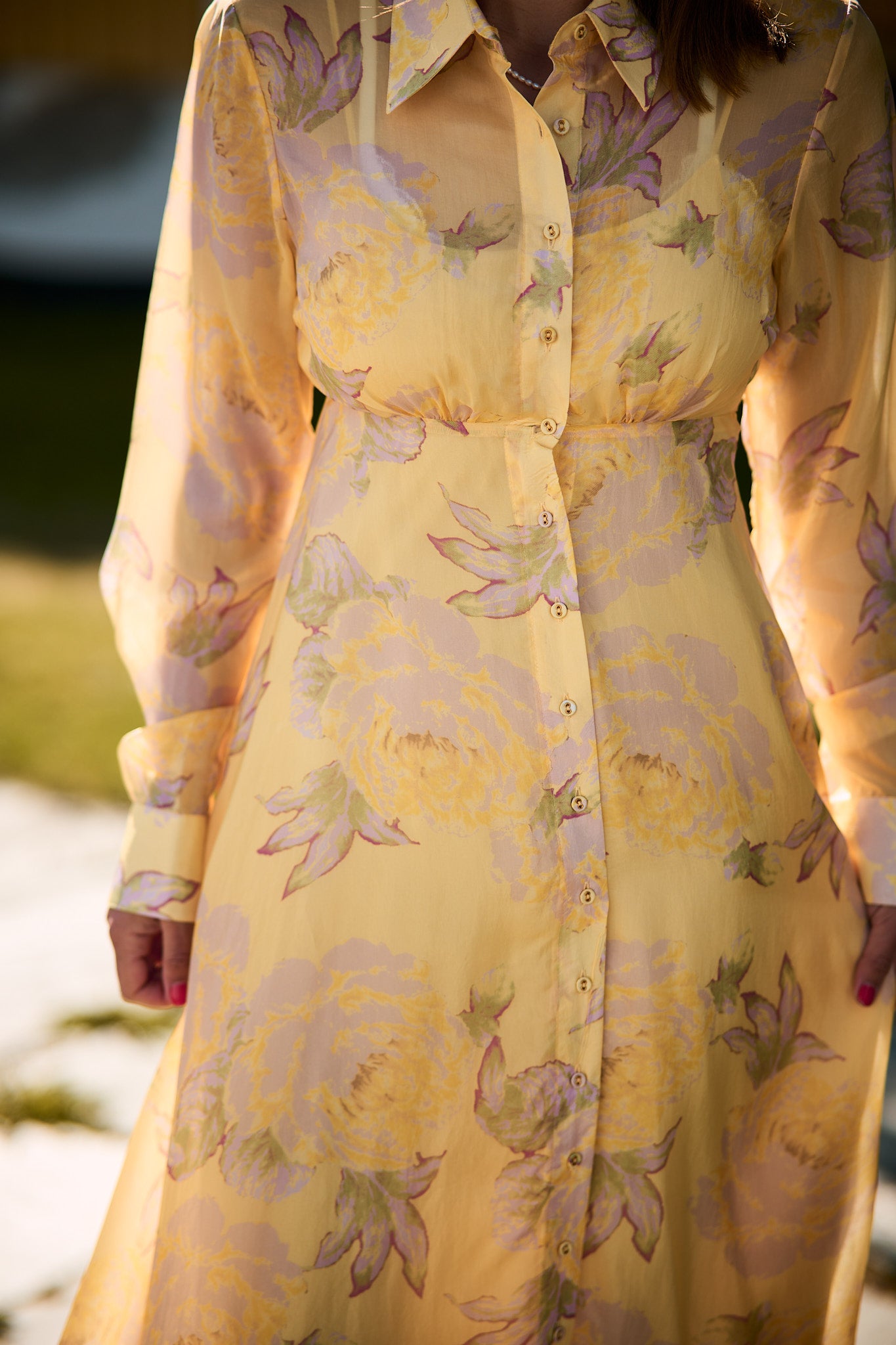 Cupro Shirt Dress Yellow Rose