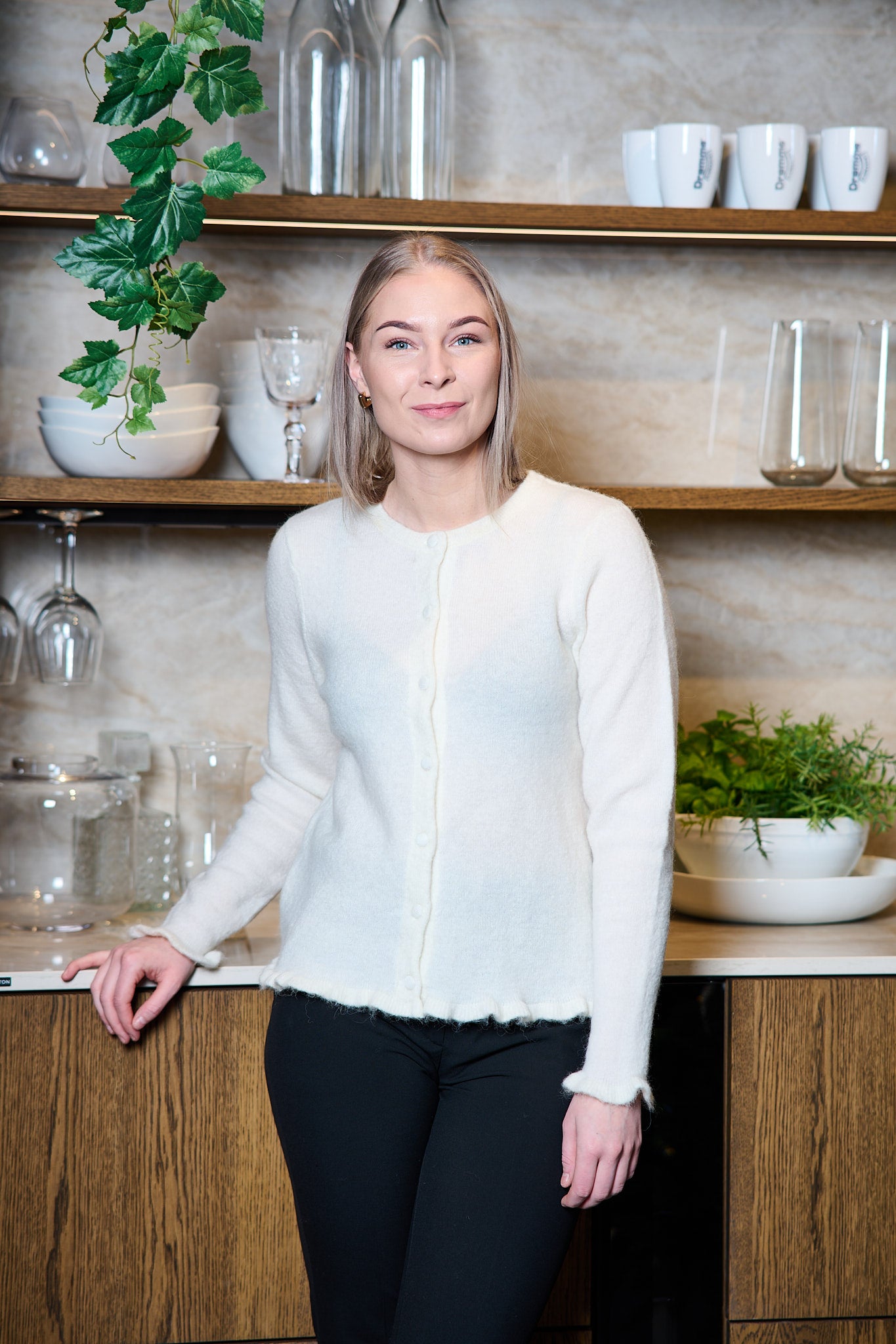 Lulu Frill LS Knit Cardigan - Snow White