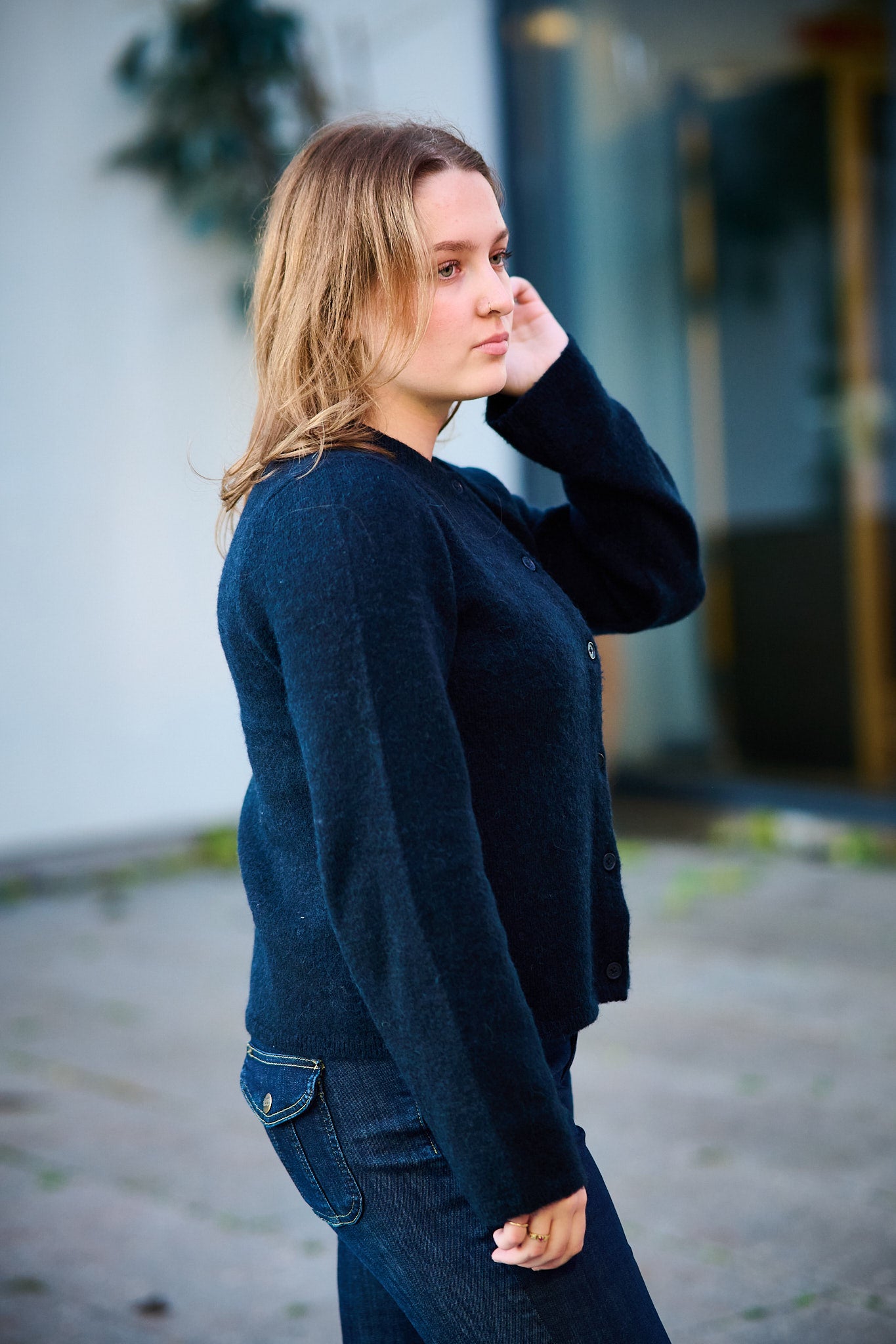 Lulu New Ls Knit Cardigan Noos - Dark Sapphire